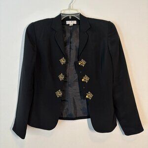 Black 100% Silk Blazerw/Gold Accents